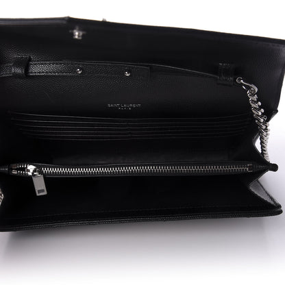 Saint Laurent Grain De Poudre Matelasse Chevron Monogram Chain Wallet Black 5 of 8