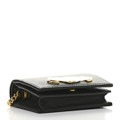Gucci Grainy Calfskin Zumi Chain Card Case Wallet Black 4 of 7
