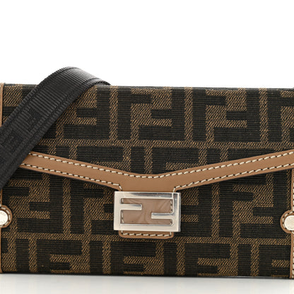 Fendi Recycled Fabric Jacquard Vitello King FF 1974 Baguette Soft Trunk Phone Pouch Tobacco Moro Sand 8 of 11