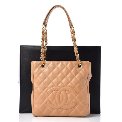 Chanel Caviar Quilted Petit Shopping Tote PST Beige 14 of 14