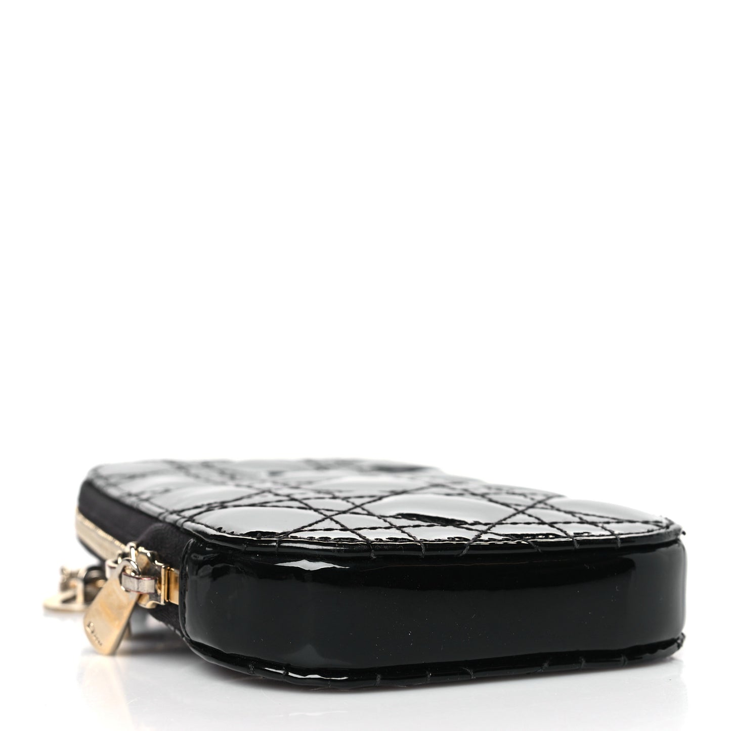 Patent Cannage Lady Dior Phone Holder Black