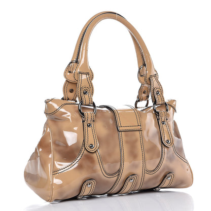 Valentino Garavani Patent Crystal Catch Satchel Beige 3 of 11