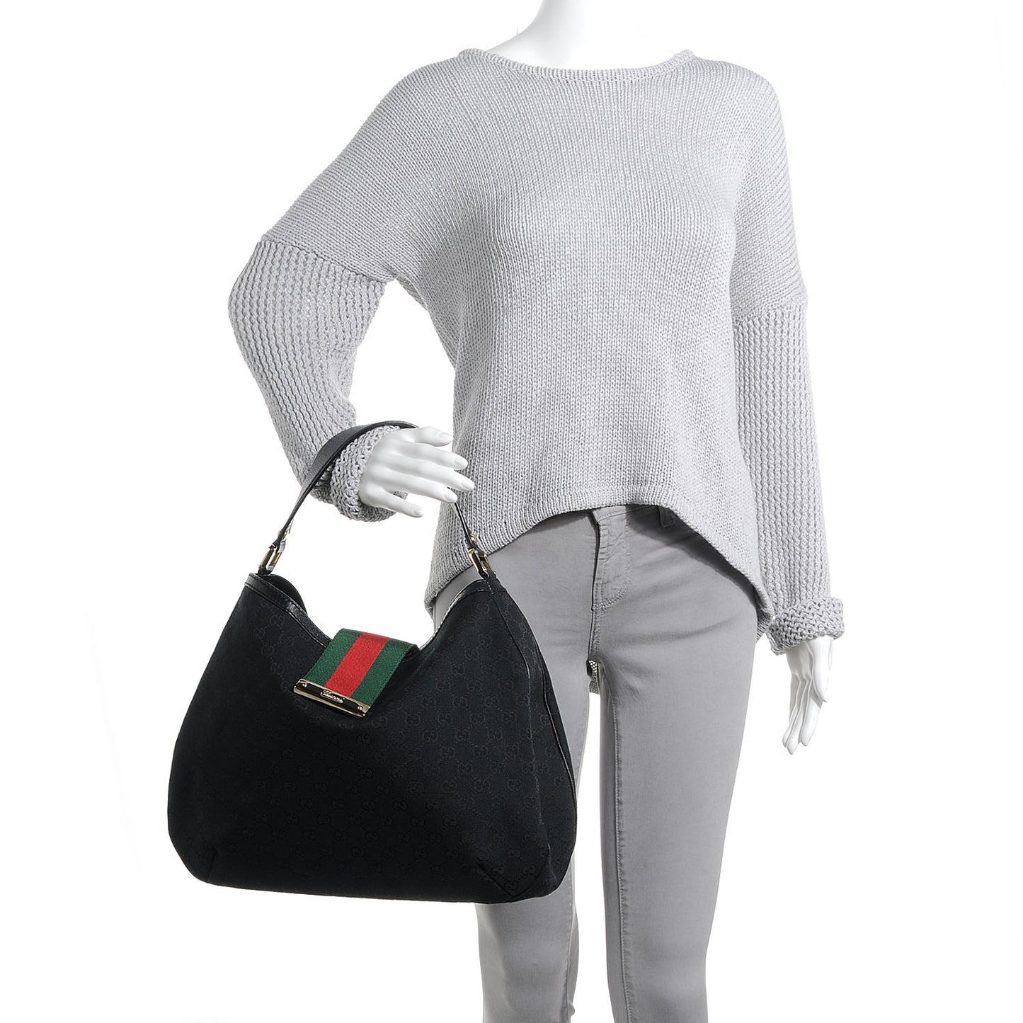 Monogram New Ladies Web Large Hobo Black