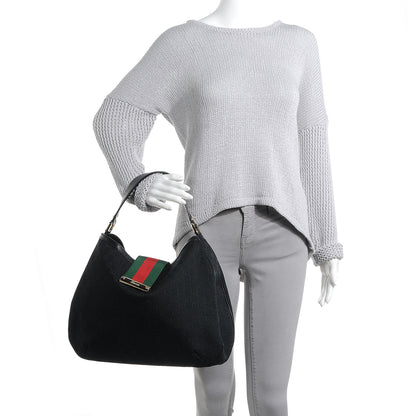 Gucci Monogram New Ladies Web Large Hobo Black 2 of 7