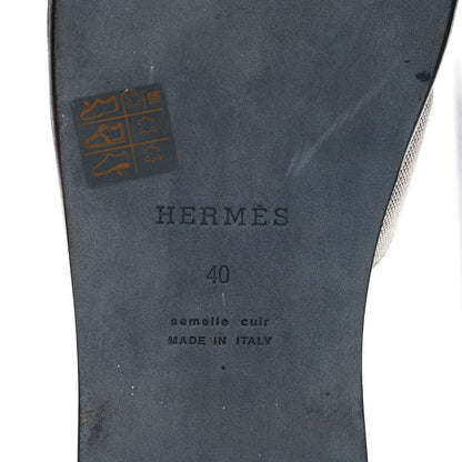 Hermes Canvas Calfskin Mens Izmir Sandals 40 Black Prunoir 6 of 9