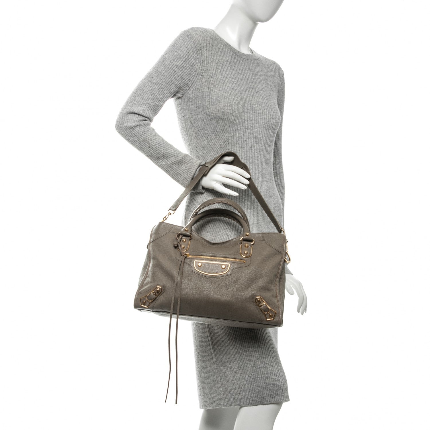 Balenciaga Chevre Gold Metallic Edge Hardware City Gris Taupe 2 of 7