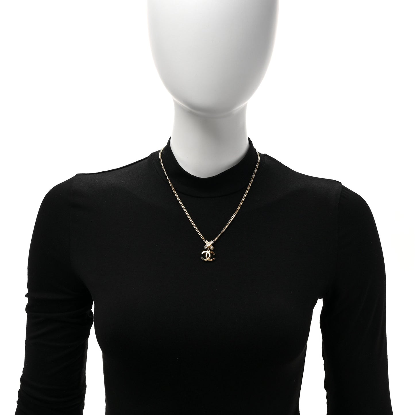 Metal Crystal CC Cross Pendant Necklace Gold