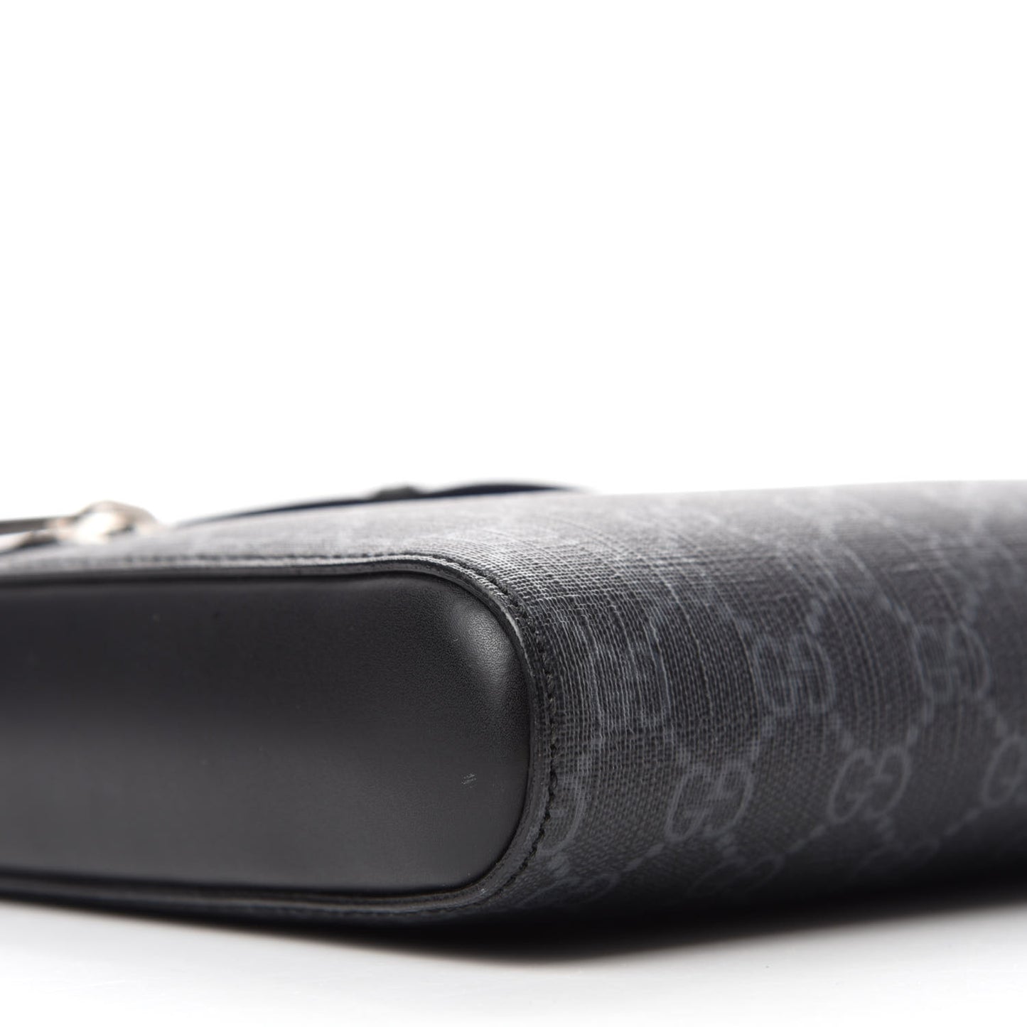 GG Supreme Monogram Web Small Flat Messenger Bag Black Grey