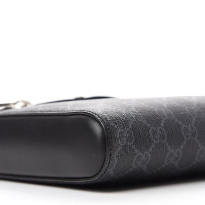 Gucci GG Supreme Monogram Web Small Flat Messenger Bag Black Grey 6 of 11