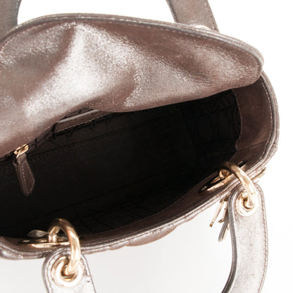 Christian Dior Metallic Calfskin Cannage Mini Lady Dior Brown 6 of 8