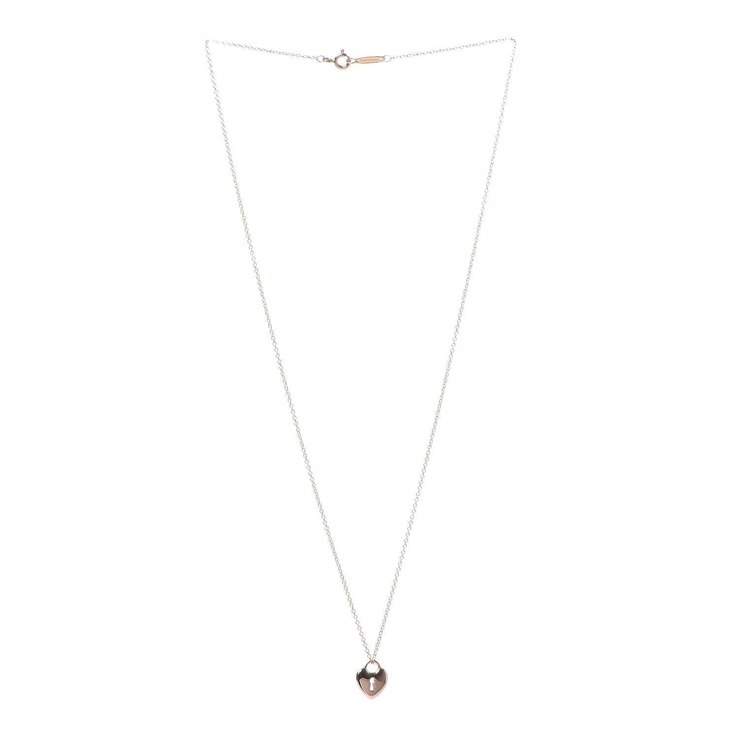 Tiffany 18K Rose Gold Mini Heart Lock Pendant Necklace 3 of 6