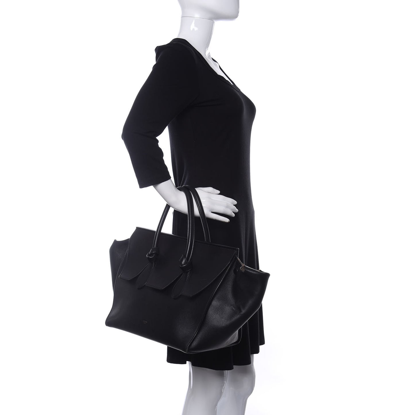 Smooth Calfskin Small Tie Knot Tote Black
