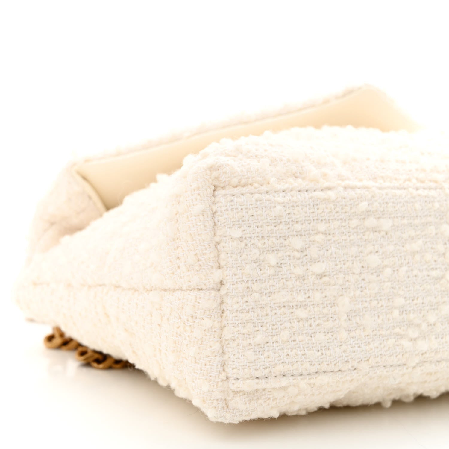 Saint Laurent Boucle Tweed Quilted Toy Loulou Puffer Monogram Chain Satchel Crema Soft 9 of 11