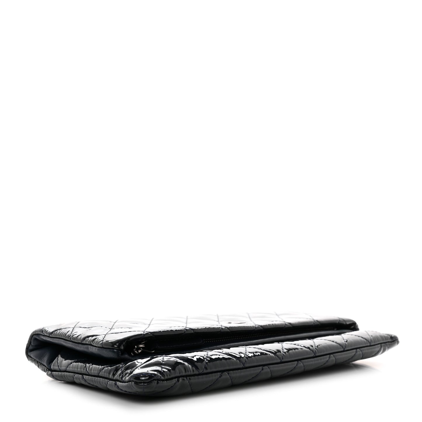 Patent Calfskin Quilted Beauty CC Clutch Dark Blue