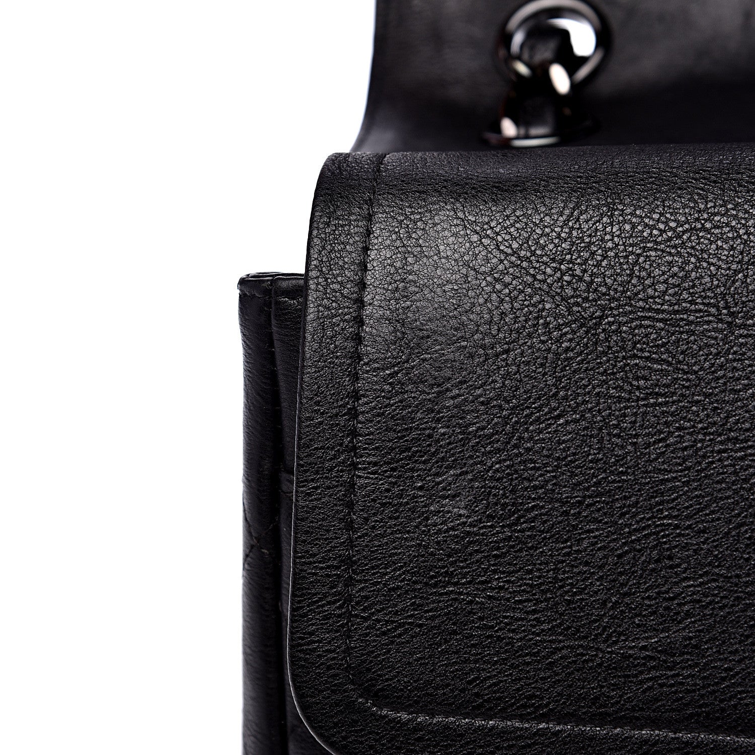 Chanel Crumpled Calfskin Quilted Jumbo Double Flap So Black 13 of 15