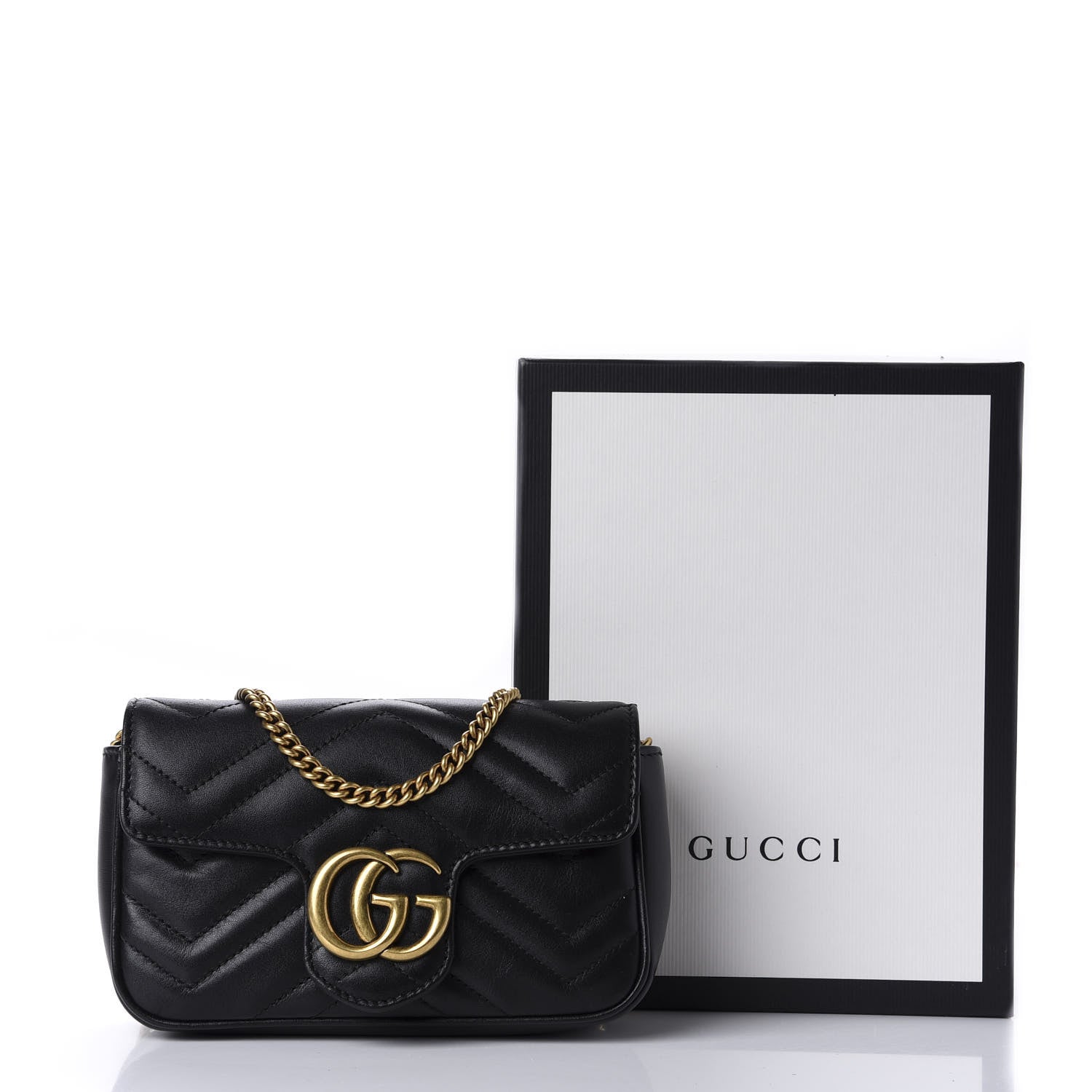 Gucci Calfskin Matelasse Super Mini GG Marmont Shoulder Bag Black 11 of 11