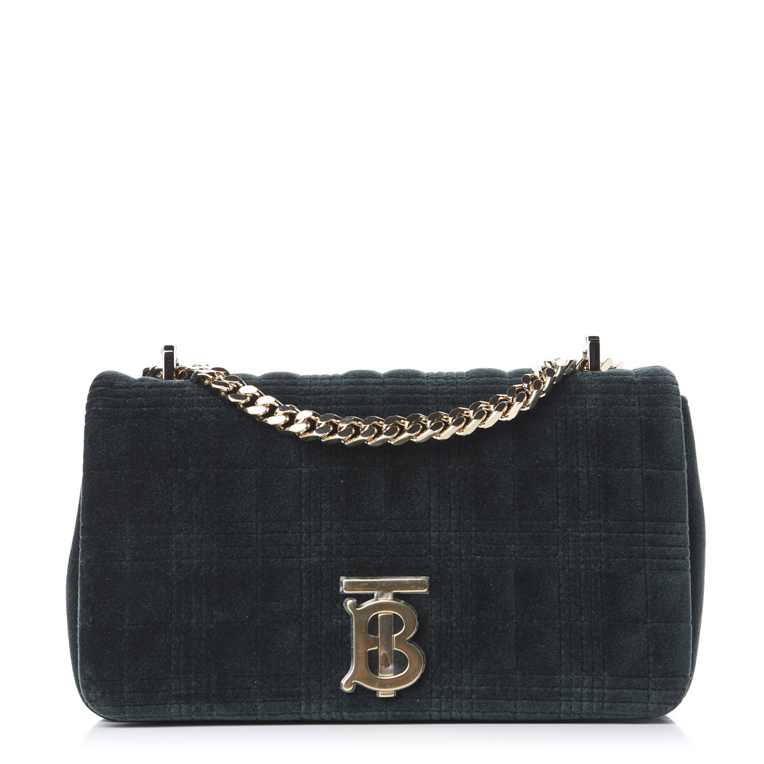Burberry Velvet Quilted Small Lola Bag Dark Green 1 of 9