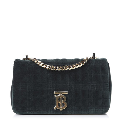 Burberry Velvet Quilted Small Lola Bag Dark Green 1 of 9