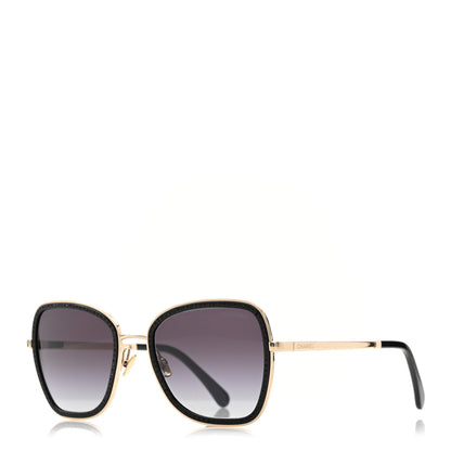 Chanel Square Frame Sequin Sunglasses 4277-B Black Silver 1 of 10