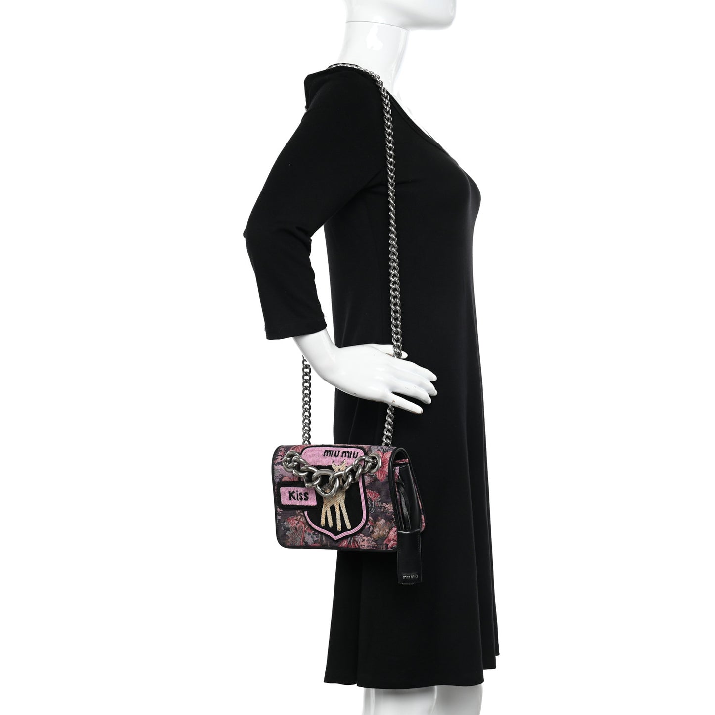 Beaded Jacquard Club Shoulder Bag Multicolor