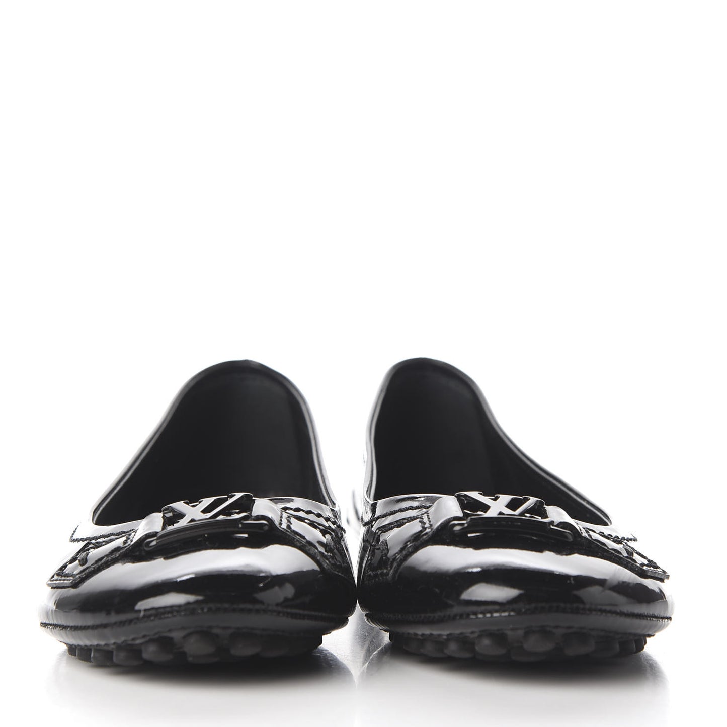 Patent Calfskin Oxford Ballerina Flats 38.5 Black