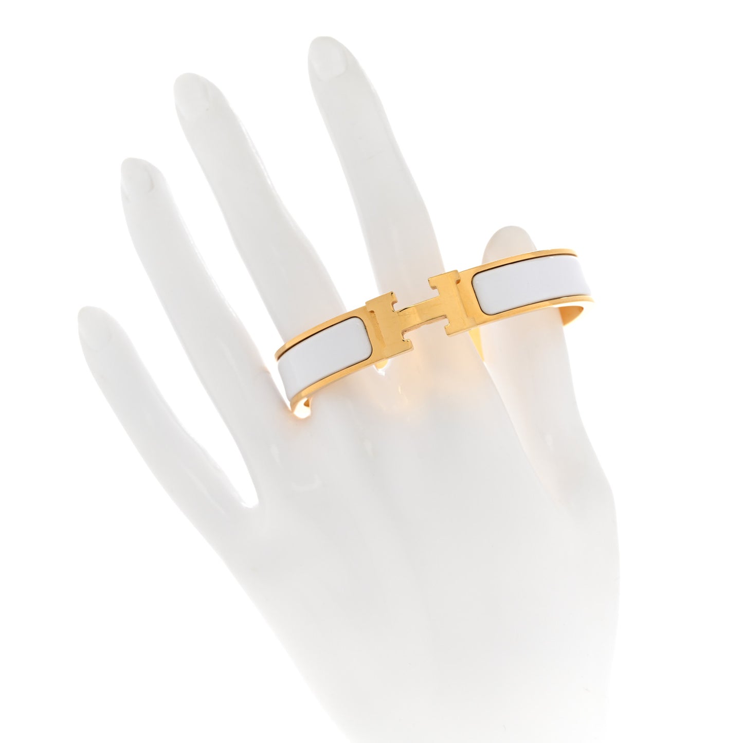 Enamel Narrow Clic Clac H Bracelet PM White