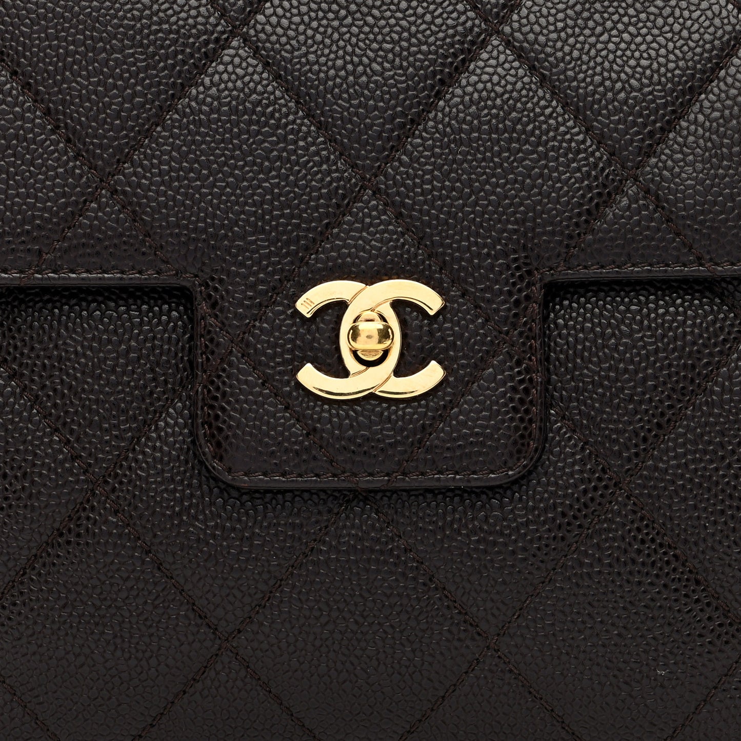 Caviar Quilted Medium Single Flap Brown