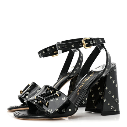 Louis Vuitton Patent Calfskin Shake Platform Sandal 36 Black White 3 of 10