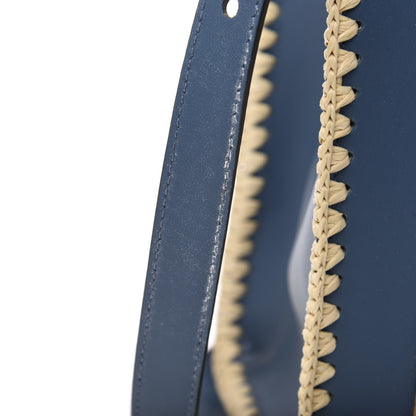Fendi Vitello Century Raffia Elaphe F is Fendi FF Woven Embroidered Small Runaway Satchel Blue 11 of 11
