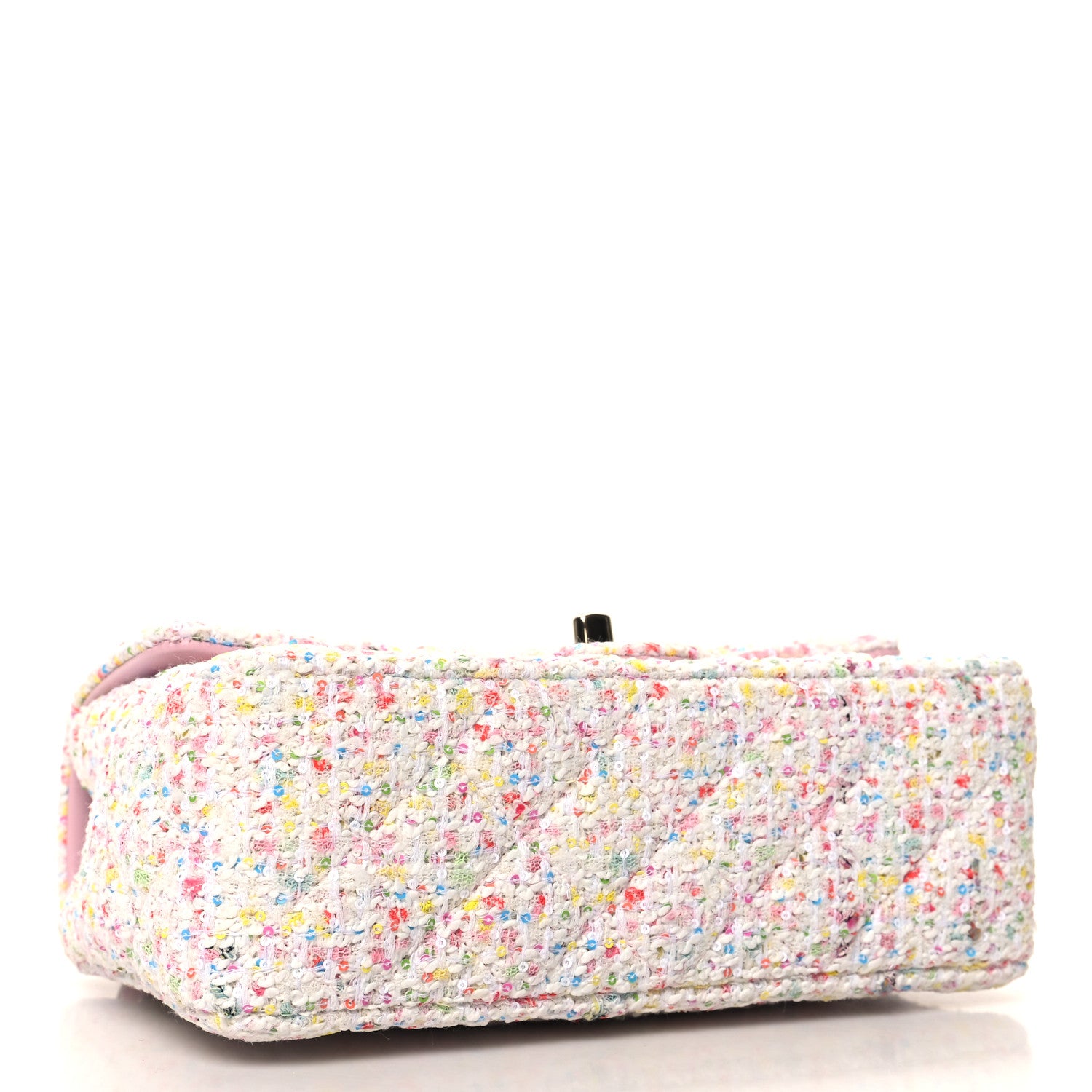 Chanel Tweed Quilted Mini Rectangular Flap White Pink Green Blue 4 of 11