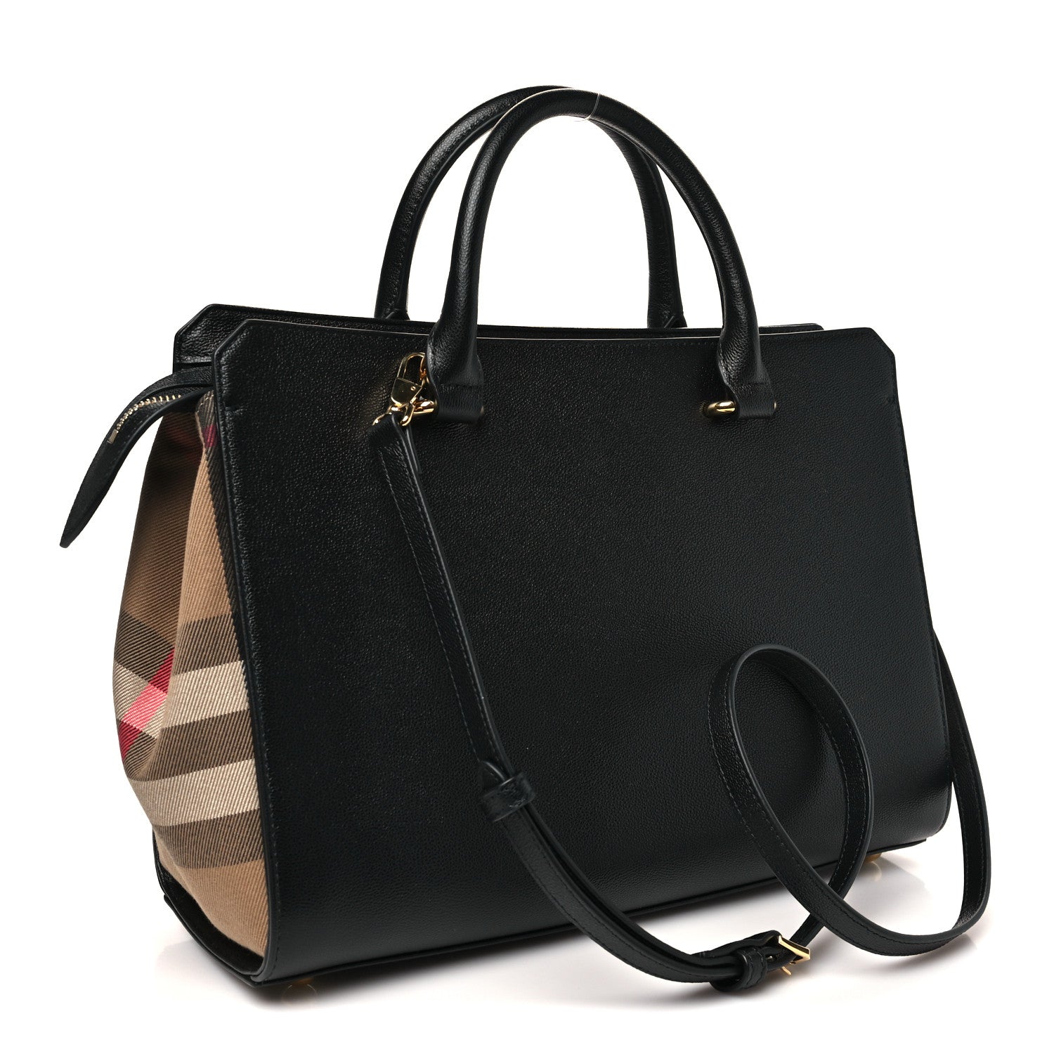 Burberry Calfskin Mega Check Small Banwell Tote Black 1873548