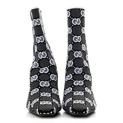 Gucci Technical Jersey Knit GG Monogram Square G 75mm Ankle Boots 38 Black Great White 3 of 9