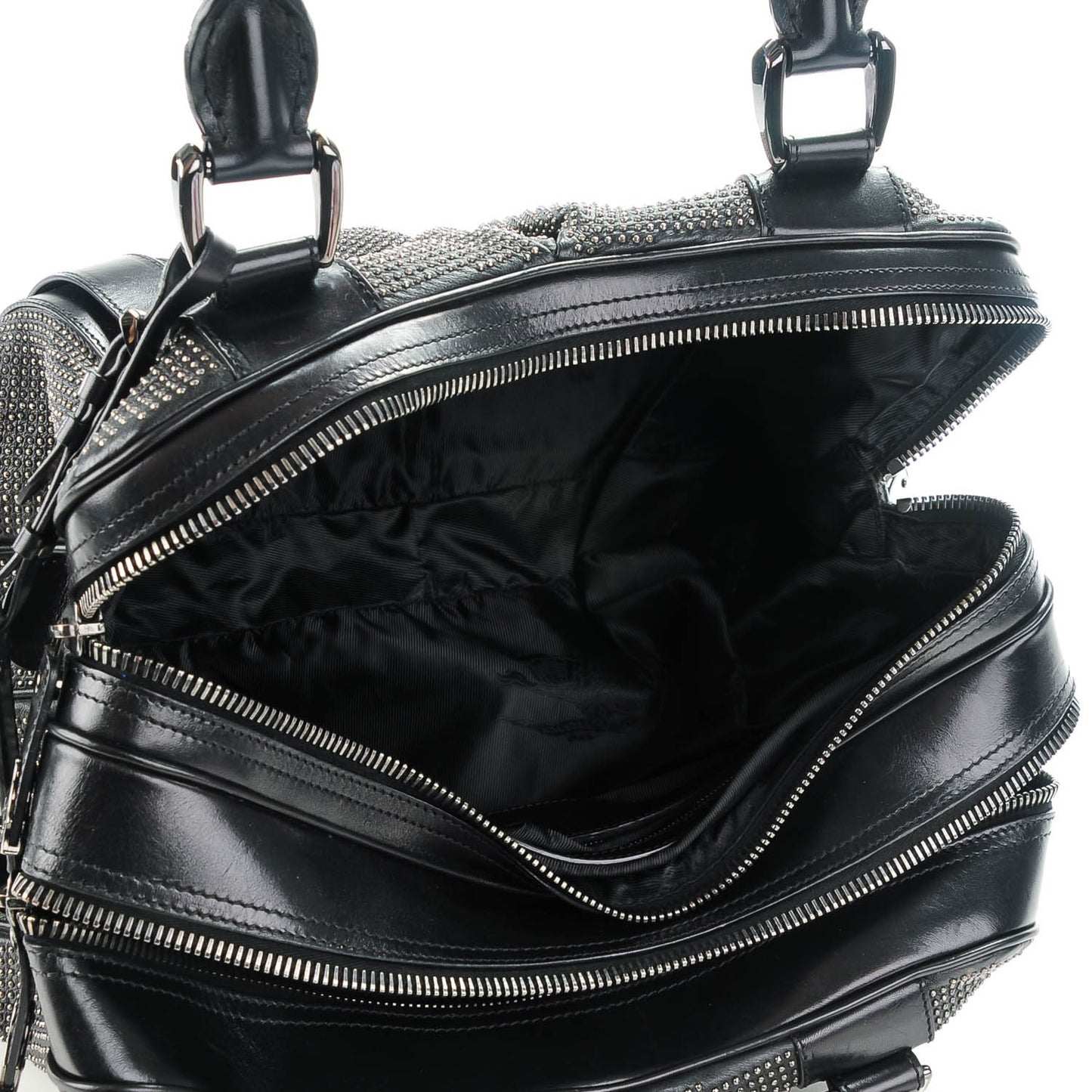 Prorsum Calfskin Studded Knight Satchel Black