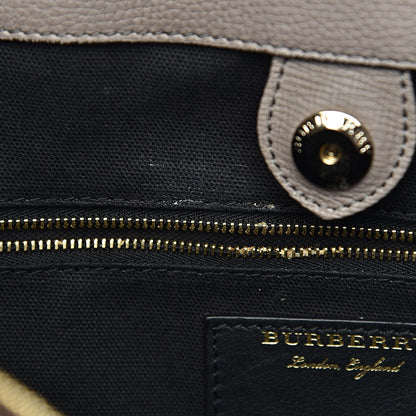 Burberry Grainy Calfskin House Check Large Banner Tote Thistle Grey 7 of 16