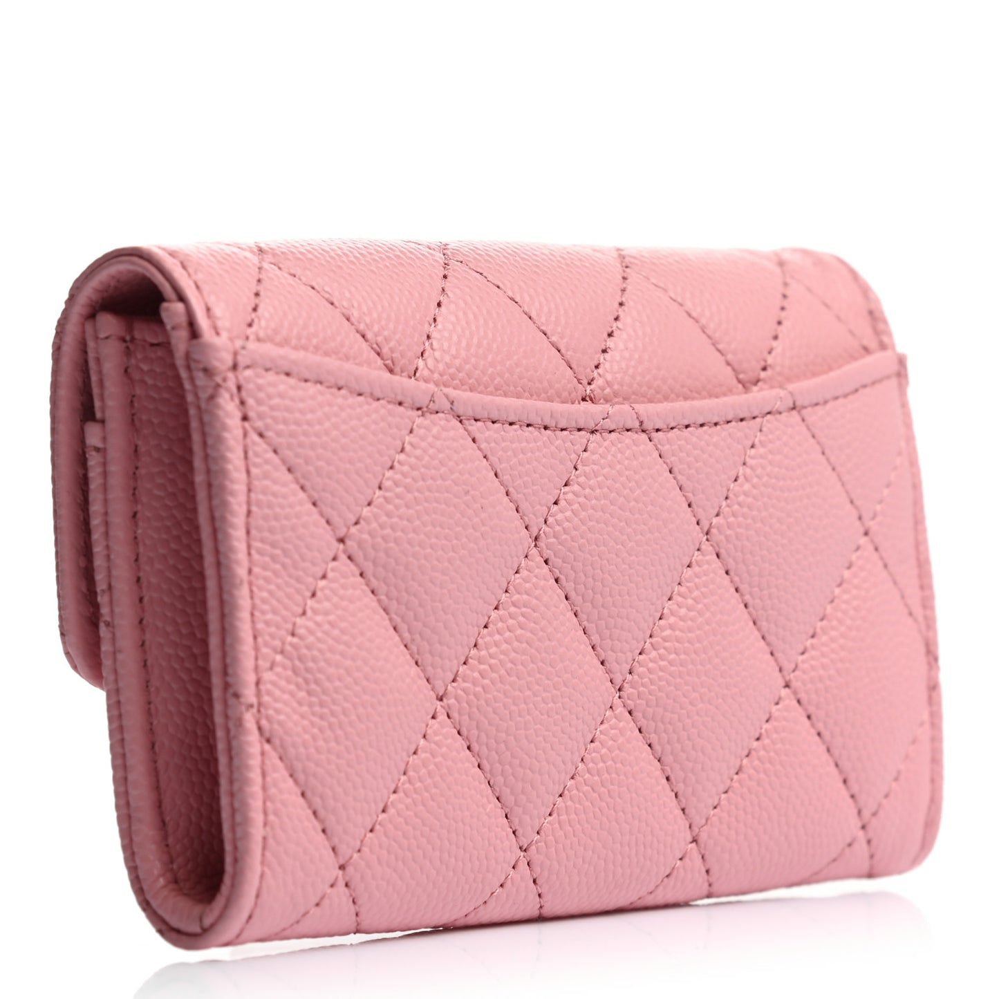 Caviar Quilted Flap Card Holder Wallet Light Pink