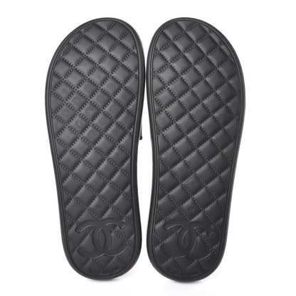 Chanel Thermoplastic PVC Camellia Mule Sandals 40 Black Ivory 5 of 8
