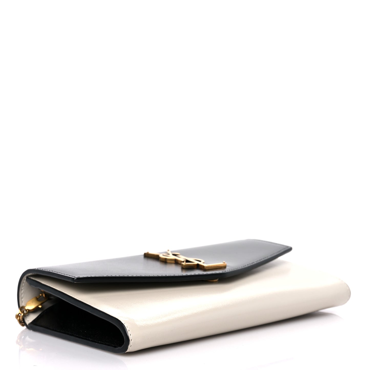 Smooth Shiny Calfskin Uptown Chain Wallet Black Crema Soft