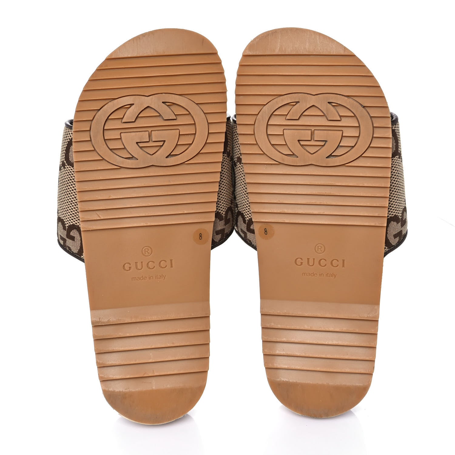 Gucci Monogram Jumbo GG Mens Slide Sandals 8 Camel Ebony 5 of 8