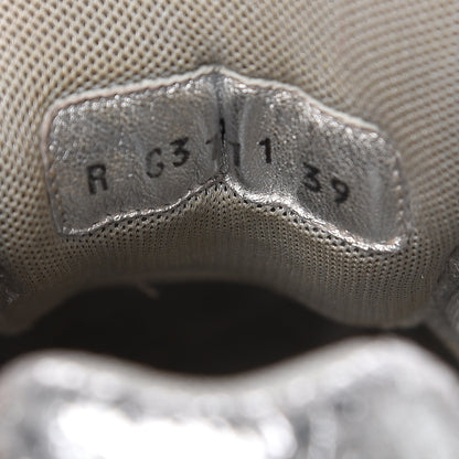 Chanel Metallic Crackled Calfskin CC Sneakers 39 Silver 8 of 13