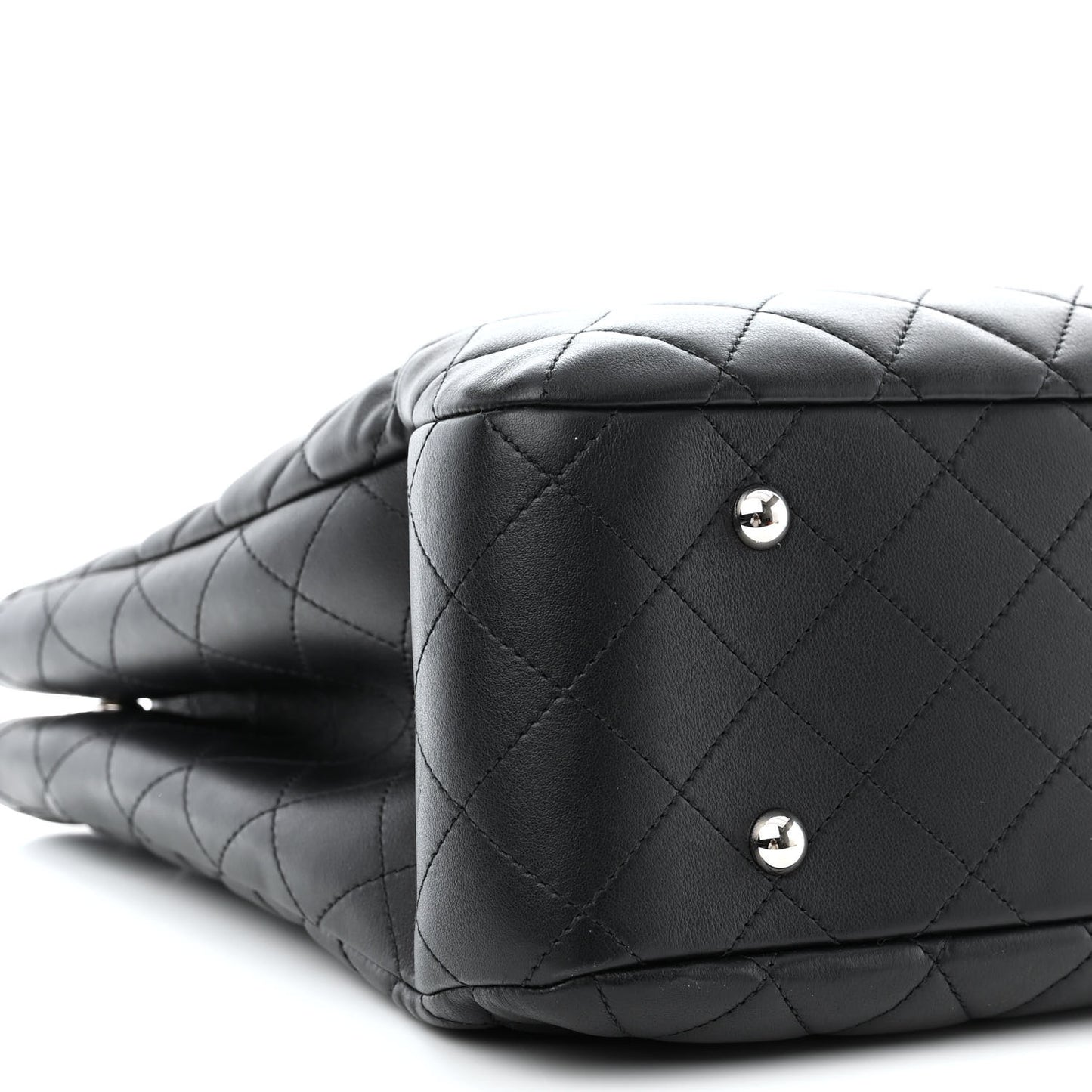Calfskin Quilted Large Turn Lock Shopping Tote Black