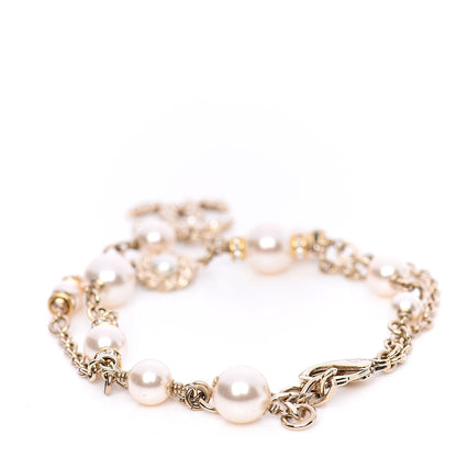 Chanel Pearl Crystal CC Bracelet Gold 2 of 4