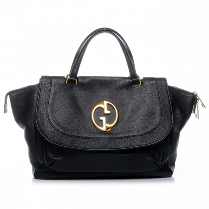 Gucci Pebbled Calfskin Medium 1973 Top Handle Satchel Black 1 of 7