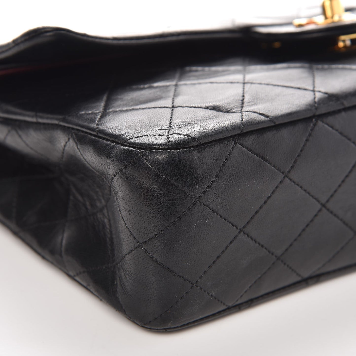 Lambskin Quilted Medium Double Flap Black