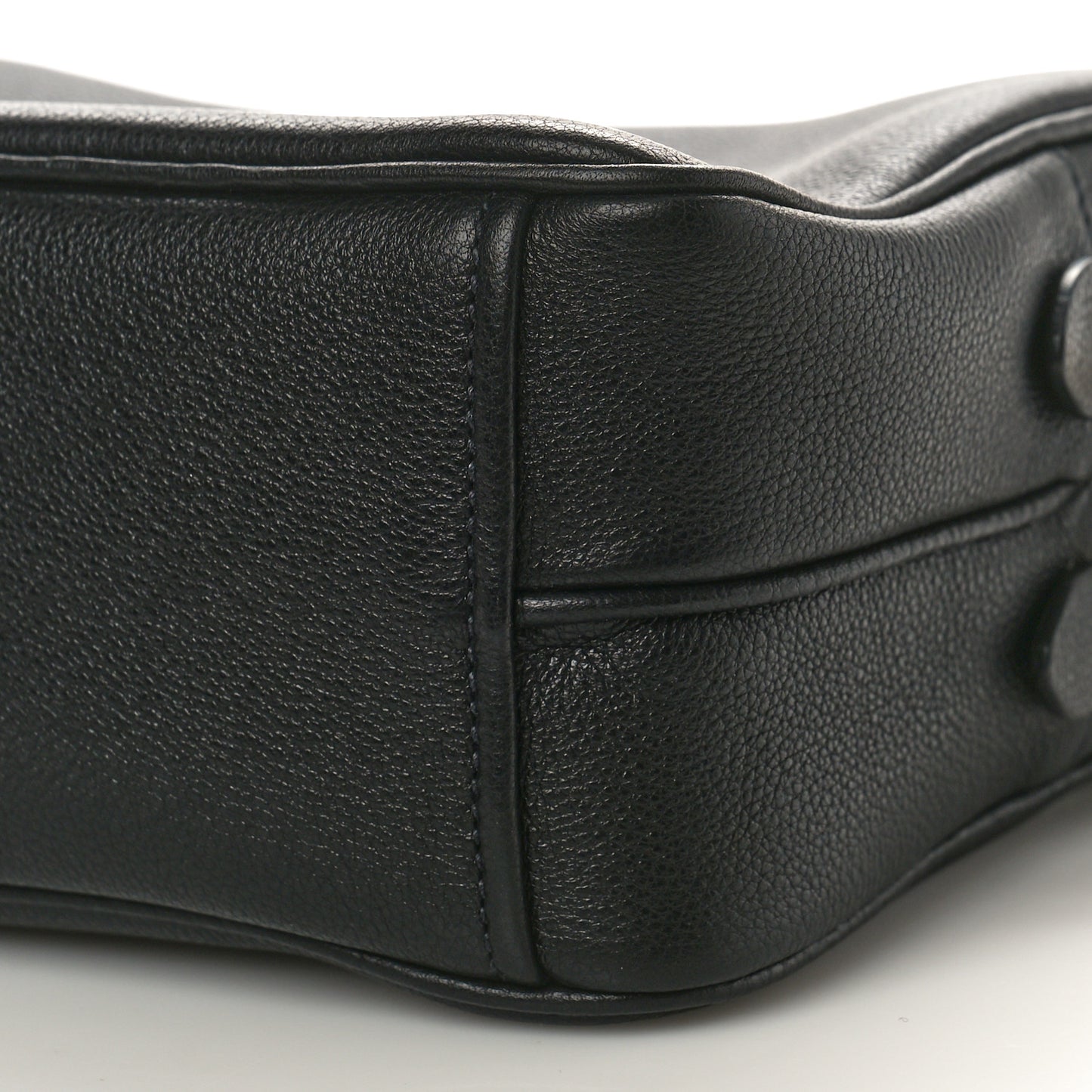 Vitello Daino Medium Double Zip Shoulder Bag Black