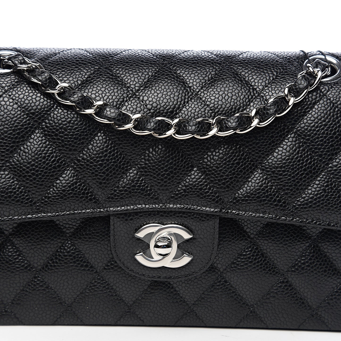 Caviar Quilted Small Double Flap Black