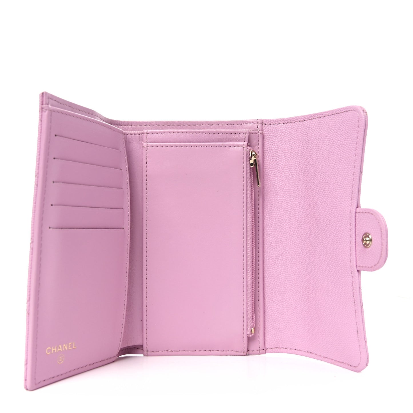 Caviar Quilted Medium Flap Wallet  Lilac