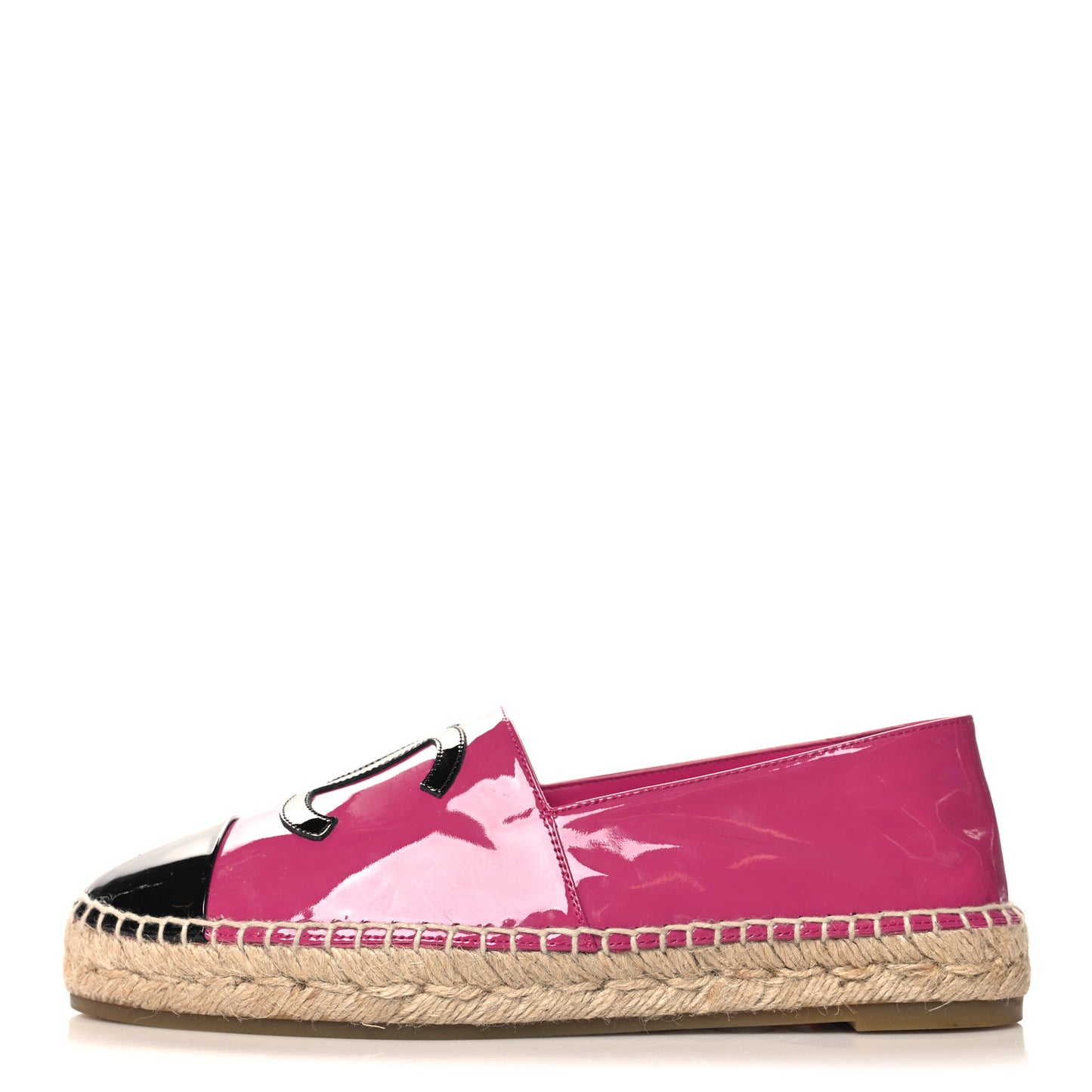 Patent Calfskin CC Espadrilles 41 Fuchsia Black
