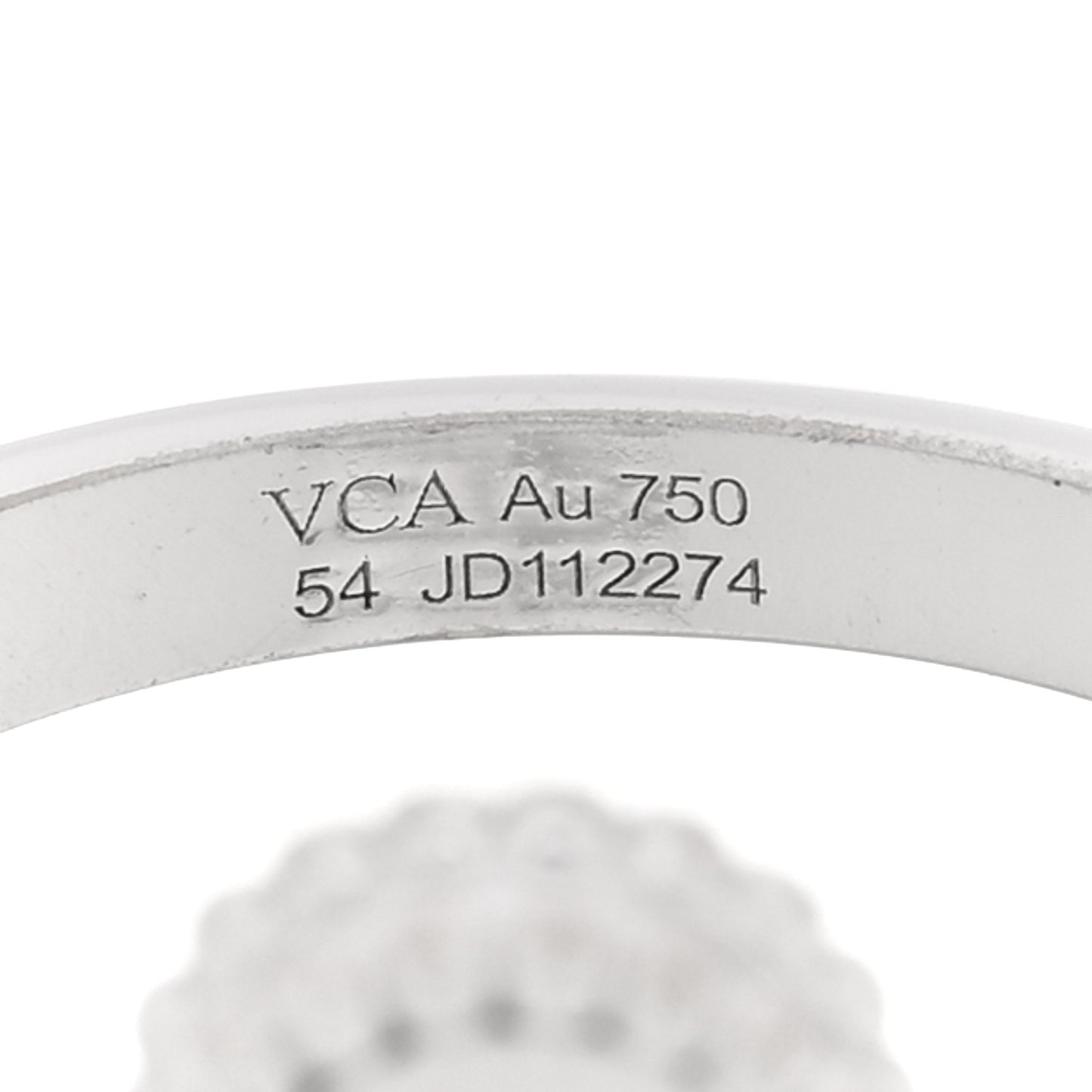18K White Gold Guilloche Vintage Alhambra Ring 54 6.75 54/6.75