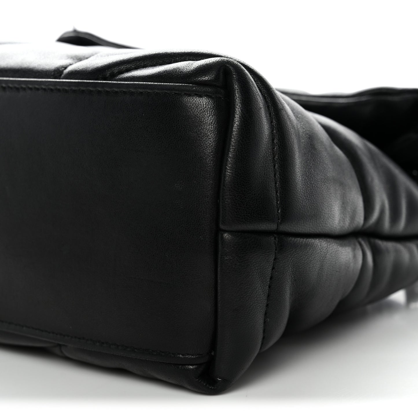 Lambskin Quilted Monogram Monochrome Small Loulou Puffer Chain Satchel Black