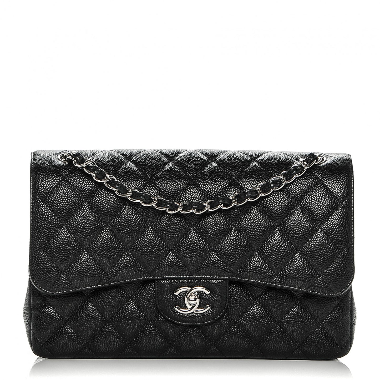 Caviar Quilted Jumbo Double Flap Black